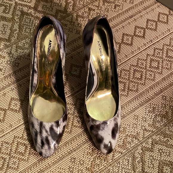Antonio Melani Patent Leather Animal Print Heels Size 9M - Picture 1 of 9